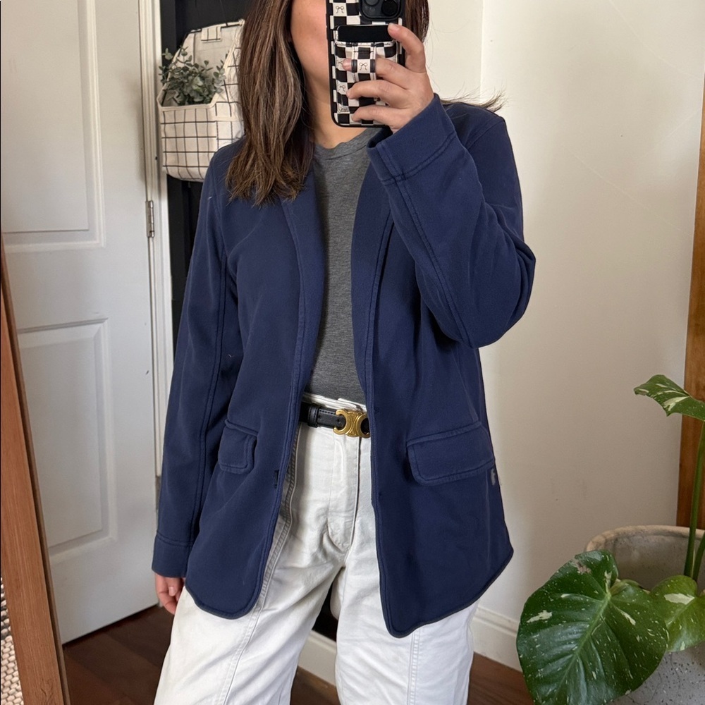 Aerie Fleece Navy Blue Blazer. S relaxed